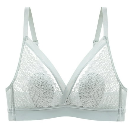 

cuitcosohg Best Bras for Women French Lace Triangle Cup Underwear Women s Big Breasts Show Small No Steel Ring Bra NylonSpandex Push Up Bras for Women