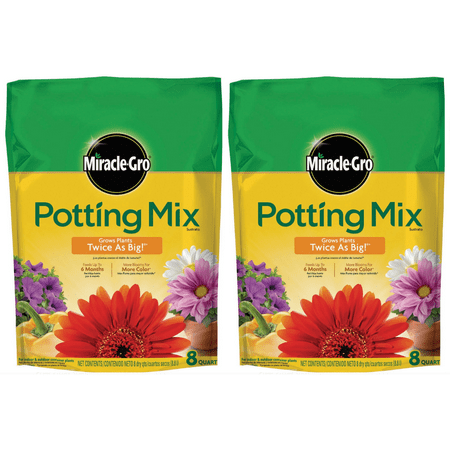 Miracle-Gro Potting Mix, 8 Quart (2 pack) (Best Potting Mix For Window Boxes)