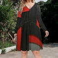 thumbnail image 2 of Geometric Abstract Art Black Red Grey Long Sleeve Dresses For Women Vintage Elegant Party Dress Oversized V-neck Dress S-8XL, 2 of 7
