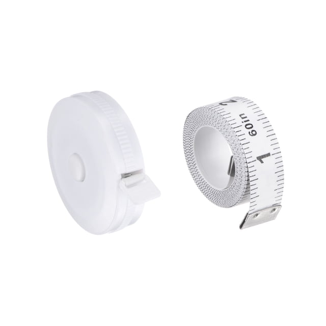 2uds Suave Cinta Métrica Juego 150cm Doble Lado Retráctil Medición Regla para Cuerpo Tela Costura, Blanco
