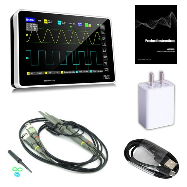 Oscilloscopes Numériques 2 Canaux Charge USB 1 GSa/s 100MHz Écran Tactile Oscilloscope Prise US 110220V