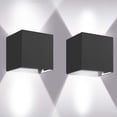 thumbnail image 1 of Paquete de 2 luces LED de pared de 12 W, impermeables, IP65, ajustables, diseño de arriba hacia abajo, 6000 K, blanco, 1 of 1
