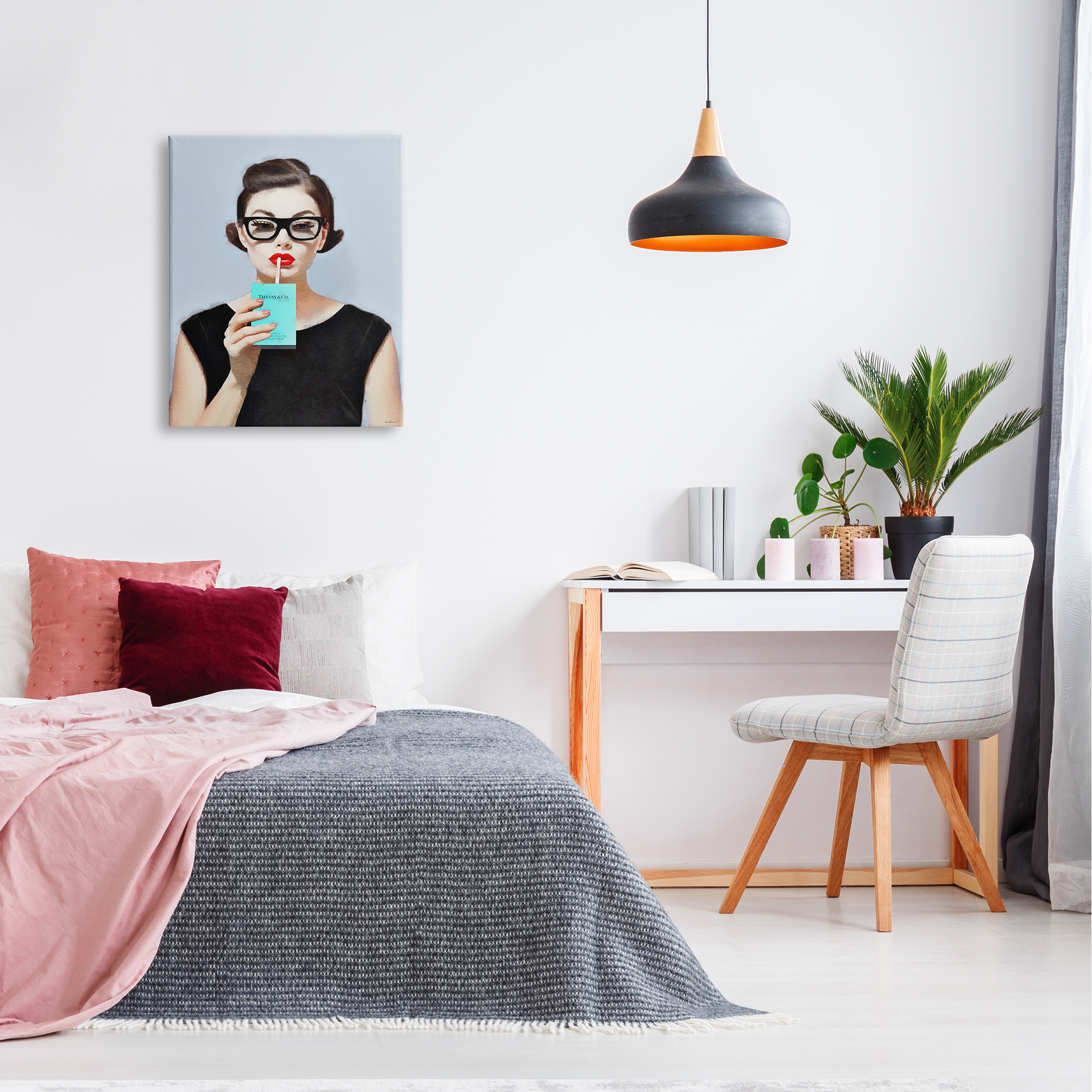 Stupell Industries Girl with Glam Drink Beauty & Fashion Painting Gallery Wrapped Canvas Print Wall Art, 24 x 30