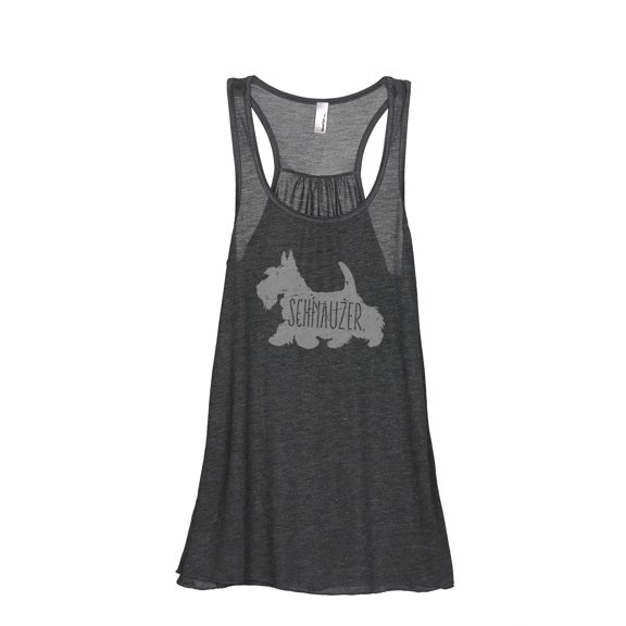 Thread Tank Schnauzer Dog Silhouette Women's Sleeveless Flowy Racerback Tank Top Charcoal Small