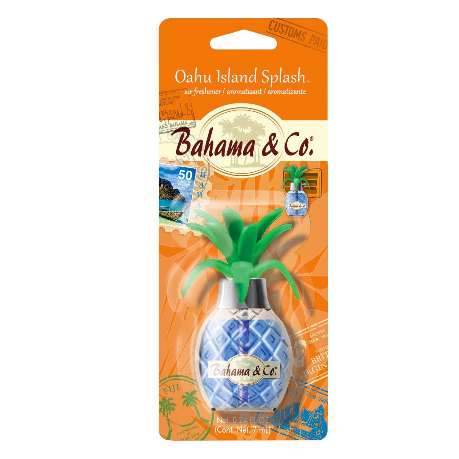 Bahama & Co Pineapple Shaped Oil Wick Vent Clip Air Freshener Oahu