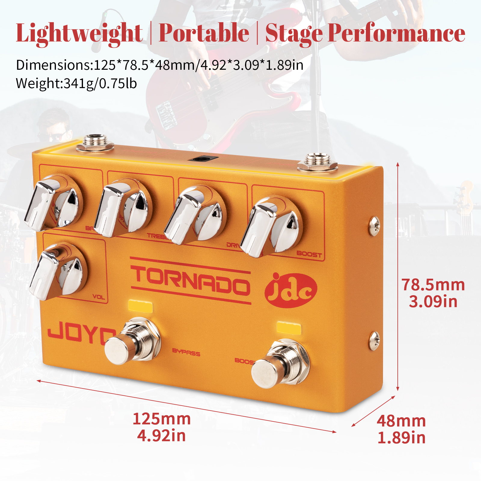JOYO R-21 TORNADO Metal Alloy Overdrive & Boost Guitar Effect Pedal, Dual Channel with Independent Footswitch for Electric Guitar