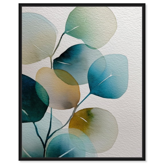 Aqueous Eucalyptus II Canvas Print Nature Decor by Art Remedy, Black Frame, 16 x 20