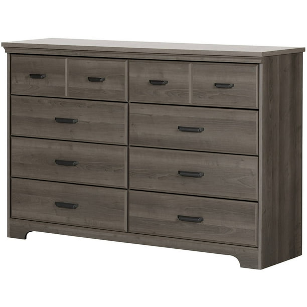 South S Versa 8 Drawer Double, 8 Drawer Dresser Dark Gray Stained