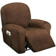 thumbnail image 5 of SUSUZI Recliner Cover 4-Pieces Recliner Stretch Armchair Slipcover, Recliner Cover 1 Seater, Furniture Couch Protector Soft with Elastic Chair Covers, Chocolate, 5 of 6