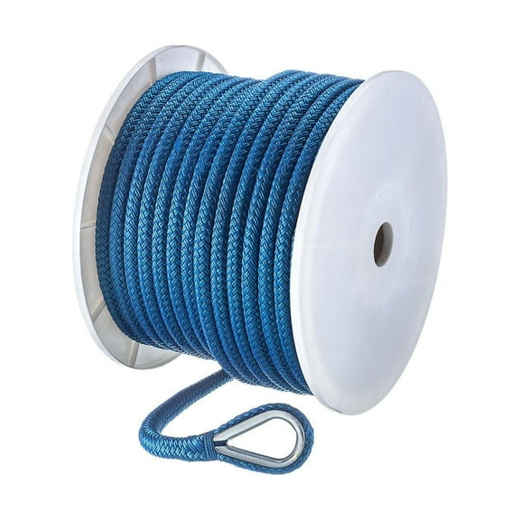 Seachoice Boat Anchor Rope, Double-Braid, Nylon, Achor Line, 1/2 In. X 150 Ft., Blue