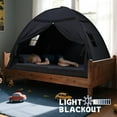 thumbnail image 4 of Full Size Bed Tent Canopy: Lights & Flags Indoor Floor Bed Kids Tent Playhouse - Space Blackout Sleeping Tents Indoor Breathable Portable Cottage Drafty Room Floor (Large Black), 4 of 14