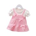 thumbnail image 1 of Bébé bébé Filles Robe d'Été Manches Courtes Noeud Rond Princesse Robes pour 1-3 Ans Enfants, 1 of 9