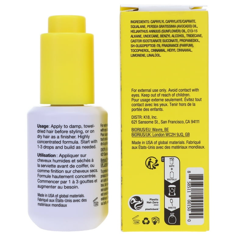 K18 Molecular Repair Hair Oil, 1 oz, Reduces Frizz, Strengthens