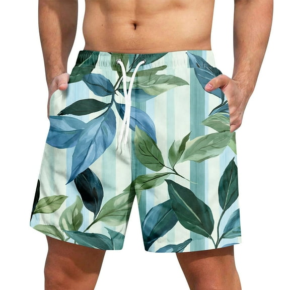 Xyxonk Mens Swim Trunks 9" Inseam Quick Dry Big & Tall Short Bathing Beach Print Elastic Swimwear Bathing Suits with Pockets Blue 3XL