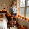 thumbnail image 2 of Fabrcox Halloween Woman Pajama Pants Fleece Funny Pumpkin Ghost Spider Web Women's Lounge Pants Cozy Fall Winter Warm Wide Leg Sleep Pants for Women, 2 of 3