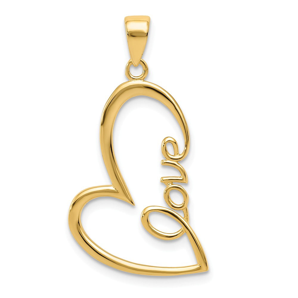 Pendants Arts and Theater Charms 14K Yellow Gold I Love Music Charm Pendant 