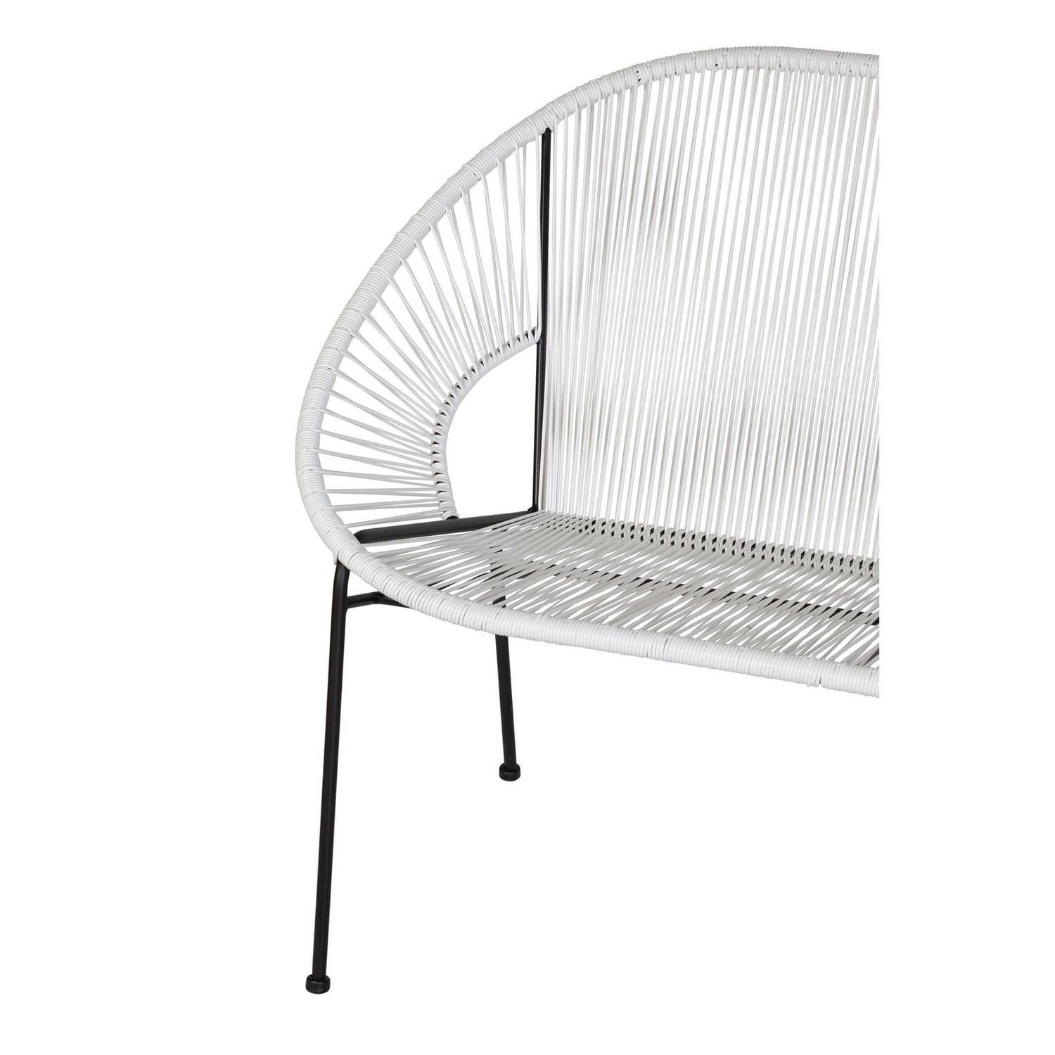 Banc Acapulco en vinyle, cadre noir, banc extérieur, capacité de 2 personnes.