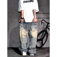 thumbnail image 3 of Reppunk New Men's Vintage Washed Distressed Holes Classic Baggy Jeans Men Straight Denim Pants Streetwear Hip-Hop Style Loose Fit Denim Pants Menswear, 3 of 6