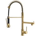 thumbnail image 1 of Grifo De Cocina De Oro Cepillado Con Rociador Desplegable Aimadi Grifo De Fregadero De Cocina De Oro Comercial Grifos De Resorte De Una Sola Manija Con Dos Boquillas, 1 of 5