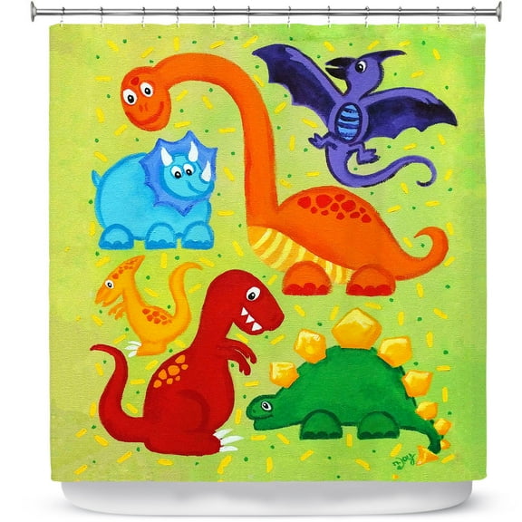 Shower Curtains 70" x 84" from DiaNoche Designs by nJoy Art - Dinosaur Jumble