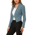thumbnail image 5 of MODA NOVA Juniors Collarless Work Office Business Casual Cropped Blazer, 5 of 7