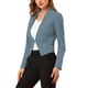 thumbnail image 4 of Blazer de oficina para mujer sin cuello, traje casual de negocios, blazer corto XS gris azul, 4 of 8