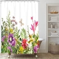 thumbnail image 3 of Floral Shower Curtain, Colorful Plant Flower Shower Curtain Set, Red Wildflower Botanical Shower Curtains for Bathroom, Waterproof Fabric with 12 Hooks, 72 x 72 Inches, 3 of 6
