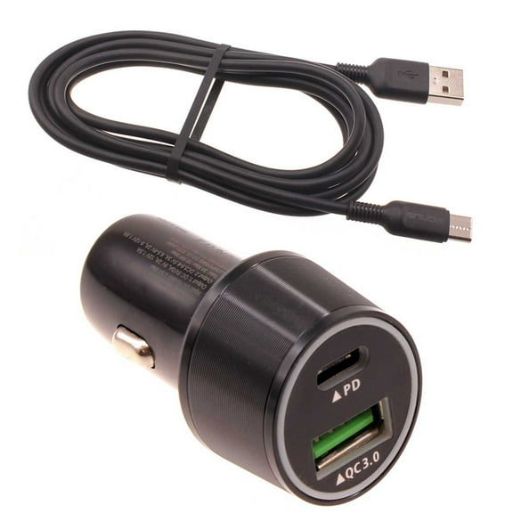 36W Quick Car Charger for Samsung Galaxy Z Flip4 Phone - 2-Port USB Cable Type-C PD Power Adapter DC Socket X8R Compatible With Galaxy Z Flip4