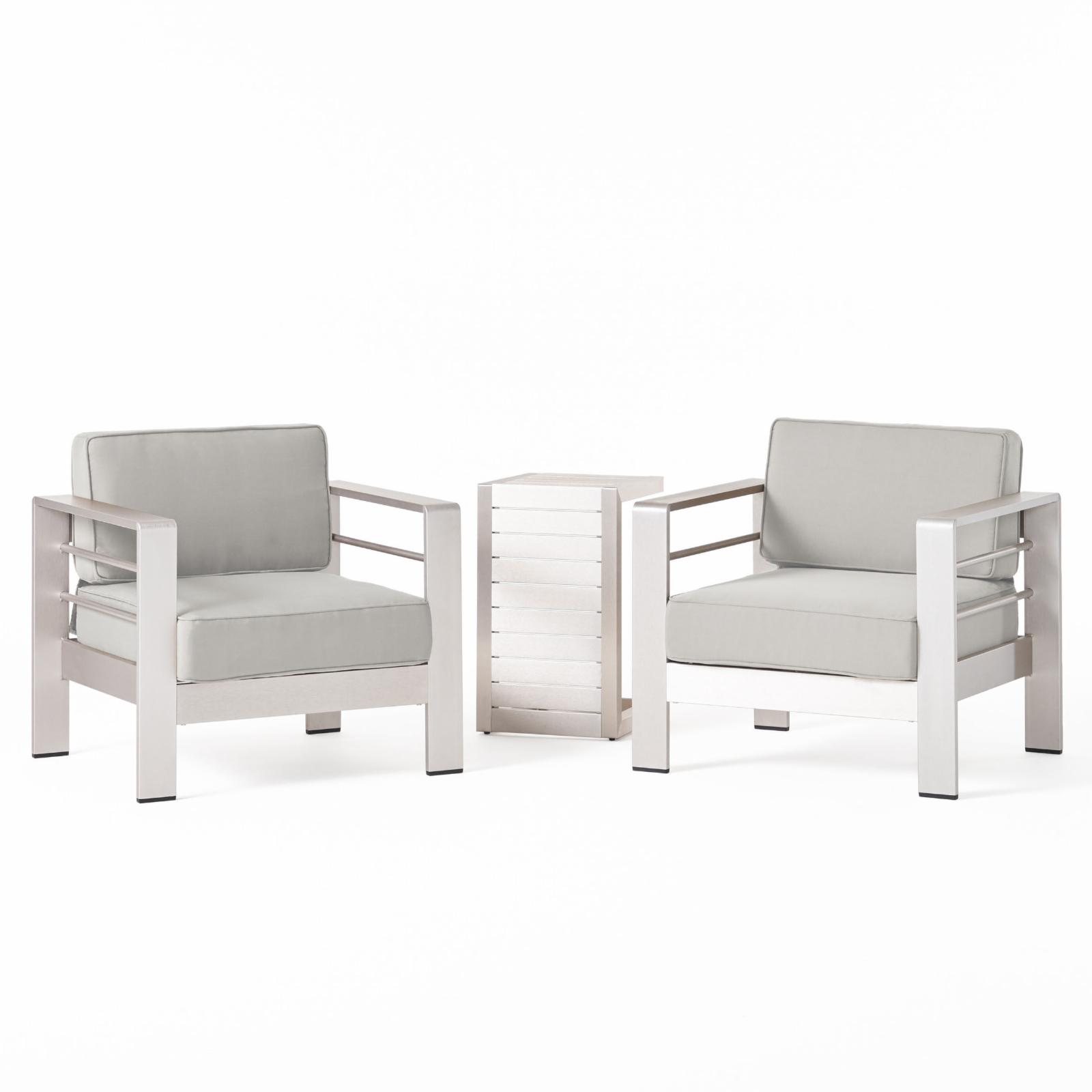 Xane Outdoor Club Chairs with Side Table - Aluminum and Khaki - image 5 of 10