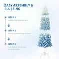 thumbnail image 4 of CazToi 6ft Artificial Pencil Christmas Tree Blue Gradient Pre-Lit Snow Flocked Xmas Tree for Home Office Party, 4 of 8