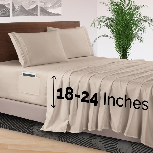 Elegant Comfort Juego De Sábanas De 4 Piezas – Ropa De Cama De Lujo 1500 Microfibra De Calidad Hotelera Premium Elástica De 45,7 A 24.0 In De Profundidad – Sábanas De Bolsillo Extra Profundas Californ