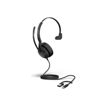 Jabra Evolve2 50 MS Mono - Headset - on-ear - wired - active noise canceling - USB-C, USB-A - Certified for Microsoft Teams