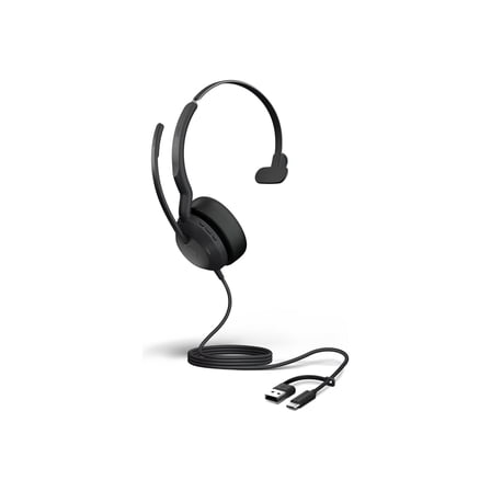 Jabra Evolve2 50 MS Mono - Headset - on-ear - wired - active noise canceling - USB-C, USB-A - Certified for Microsoft Teams