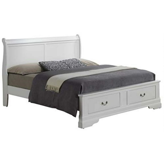 Glory Furniture Louis Phillipe King Storage Bed in White