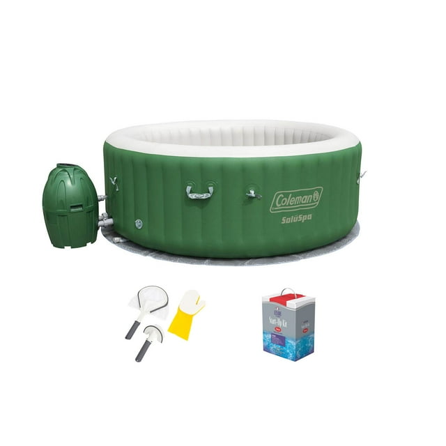Coleman SaluSpa Inflatable Outdoor Hot Tub, Cleaning Tool, and
