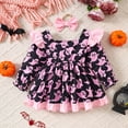 thumbnail image 4 of EnJoCho Girls Halloween Bow Decorated Romper Dress for Spring Fall, Cute Toddler Printed Jumpsuit Dress with Pumpkin Patterns, 4 of 9
