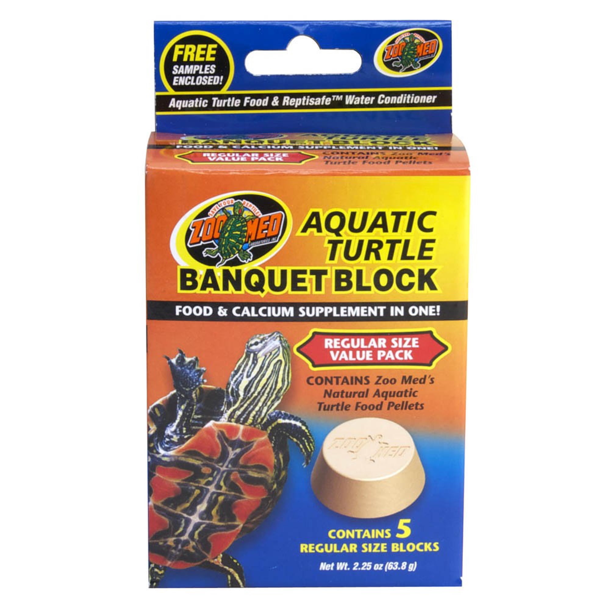 Zoo Med Aquatic Turtle Banquet Block Food and Calcium Supplement Regular 5 pack