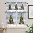 thumbnail image 2 of Christmas Tree Kitchen Curtains and Valances Set, Red Hat Winter Snowflake Gift Snowman Rod Pocket Window Valance 18 Inch Window Curtain Panels for Living Room Bedroom Laundry, 27.5x24in, 3 Pieces, 2 of 7