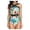 Blue, variant on Women Swimsuits Tropical Floral Stripe Mesh One Piece Swimsuit Fashion,Blue,L