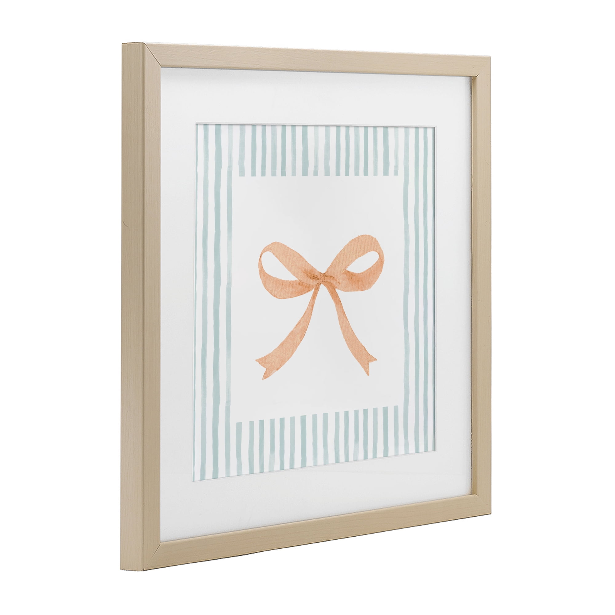 Stupell Industries Orange Bow with Stripe Border Birch Framed Print Under Glass, design by Patricia Pinto