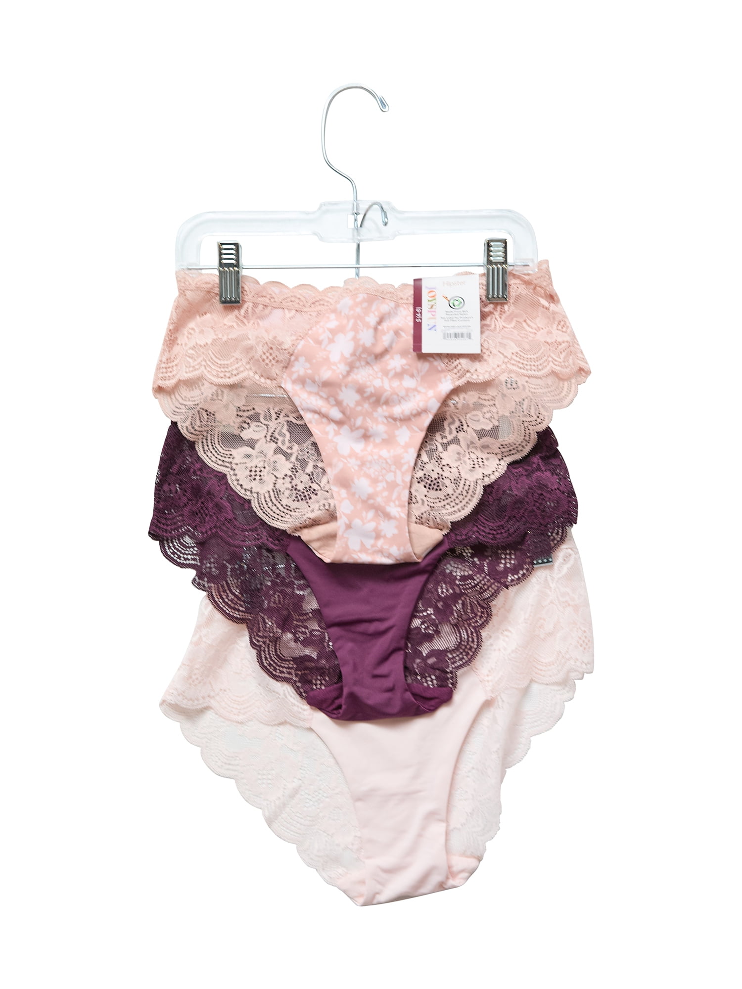 Joyspun Women's Microfiber and Lace Hipster Panties, 3-Pack, Sizes XS-3XL