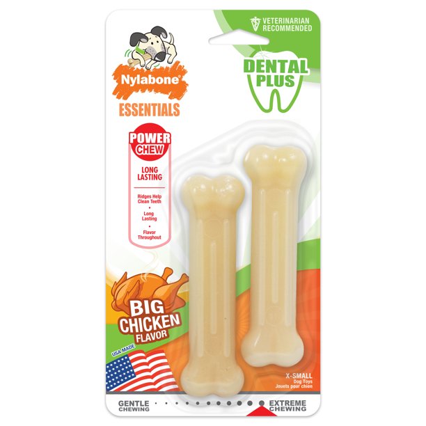 Nylabone Daily Healthy Chicken Chew Toy 2 Count XSmall/Petite Up to 15 lbs.