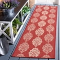thumbnail image 2 of Safavieh Courtyard Jenny Medallion Indoor/Outdoor Runner Rug, Red/Natural, 2'3" x 10', 2 of 8
