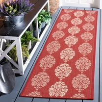 Safavieh Courtyard Jenny Medallion Indoor/Outdoor Runner Rug, Red/Natural, 2'3" x 10'