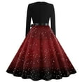 thumbnail image 4 of Womens Christmas Dress 2024 Plus Size Glitter Xmas Tree Print Dresses Christmas Tea Party Dress V Neck Long Sleeve Vintage Dresses Holiday Snowflake Hepburn Swing Dress, 4 of 4