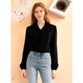 thumbnail image 5 of Women Dressy Casual Blouse Business Long Sleeve Tops Ruffle V Neck Work Shirt Fall Outfit Black XXL, 5 of 9