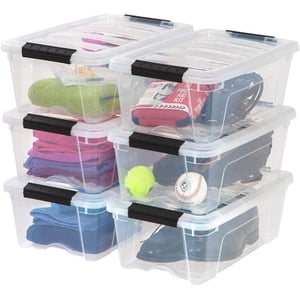 IRIS USA 12.75 Qt Stackable Storage Bins with Lids, 6-Pack