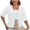 Women's Summer Plus Size Cardigan Half Sleeve Open Front Blazer Knit Lightweight Cover Up