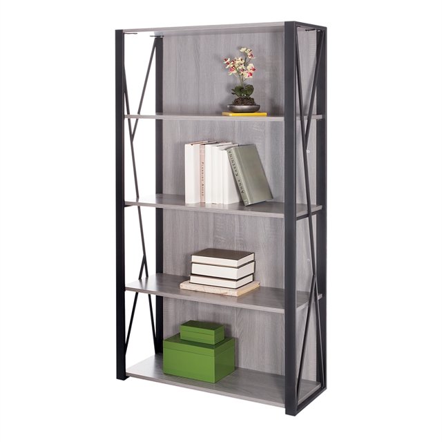Safco Products Mood Bookcase 1903GR Gray with Black Powder Coat Finish