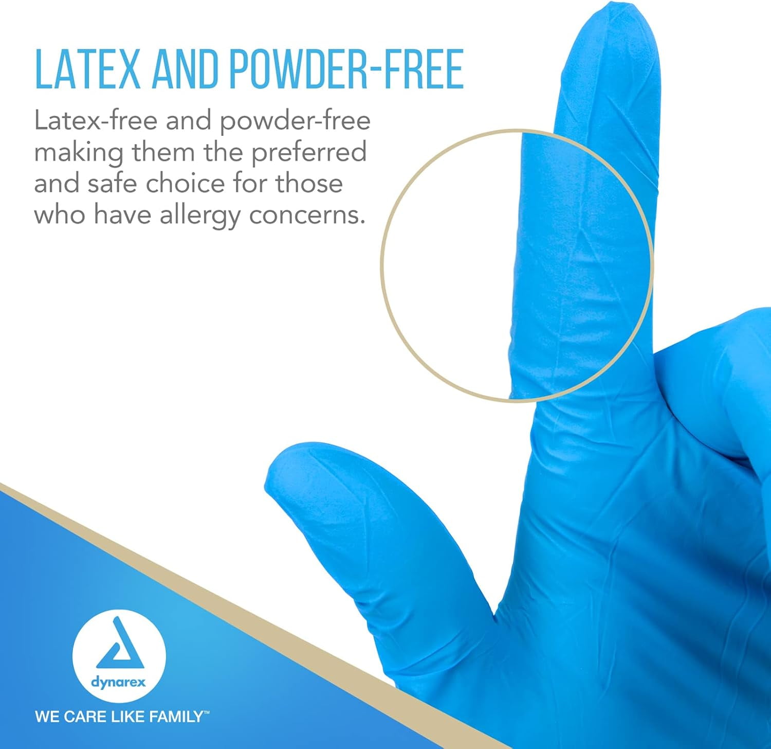 Dynarex Safe-Touch Blue Nitrile Exam Gloves, Medium & Disposable, Powder-Free and Latex-Free, Touchscreen Friendly & Used by Professionals, 1 Case of 1,000 Blue Nitrile Exam Gloves